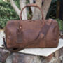 Hunter Leather Travel Duffle Holdall With Personalised Luggage Tag, thumbnail 1 of 9