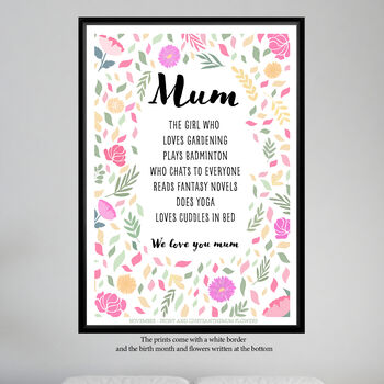November Birthday Peony Birth Flower Affirmations Gift For Mum Print, 2 of 8