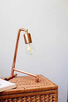 Industrial Copper Table Lamp – Handmade Pipe Desk Light, 6 of 7