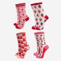 Strawberry And Cherries Bamboo Socks Christmas Gift Set Four Pack, thumbnail 2 of 3