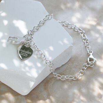 Personalised Sterling Silver Graduation Charm Bracelet, 3 of 7