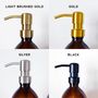 Set Of Three Amber Bathroom Bottles Choice Of Metal Pump Colour, thumbnail 9 of 11