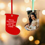 Personalised Stocking Christmas Photo Decoration, thumbnail 1 of 4