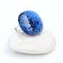 Adjustable Blue Glass Ring On A Sterling Silver Band, thumbnail 1 of 12