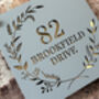 Square House Sign, Floral Wreath Style Two With Number And Road Name, thumbnail 1 of 2