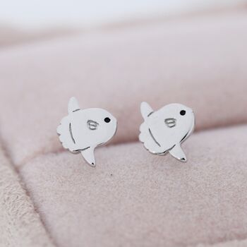 Ocean Sunfish Fish Stud Earrings In Sterling Silver, 2 of 12