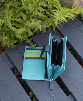 Turquoise Multi Colour Leather Purse Wallet Rfid, 6 of 10