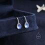 Sterling Silver Pear Shape Moonstone Droplet Drop Hook Earrings, thumbnail 1 of 11