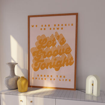 Let's Groove Tonight Print | Music Poster | Wall Art | A5 A4 A3 | Bold | Typographic | Quote | Print | Disco Music, 4 of 5