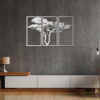 Wooden Tree Wall Art Set Triptych For Bedroom Or Living Room, 6 of 9