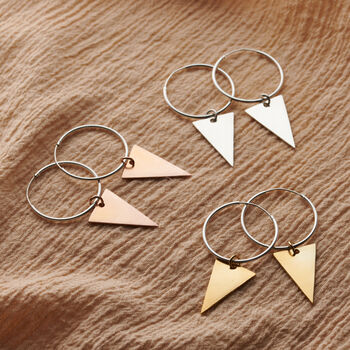 Personalised Triangle Hoop Earrings, 6 of 8