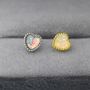 Sterling Silver Tiny Opal Heart Stud Earrings, thumbnail 6 of 11