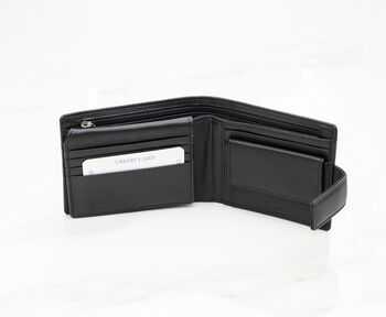 Personalised Men's Leather Wallet Flip Up Rfid Safe, 4 of 12