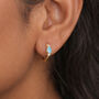 Gold Plated Sterling Silver Turquoise Huggie Hoop Earrings – 10mm, thumbnail 2 of 5