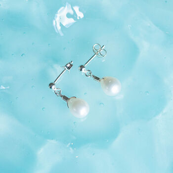Pearl Drop Stud Earrings Second Light Collection, 4 of 4