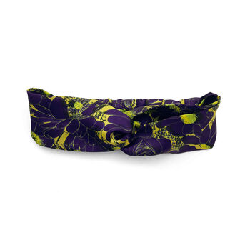 Late Bloom Floral Pattern Silky Satin Knot Headband, 4 of 4
