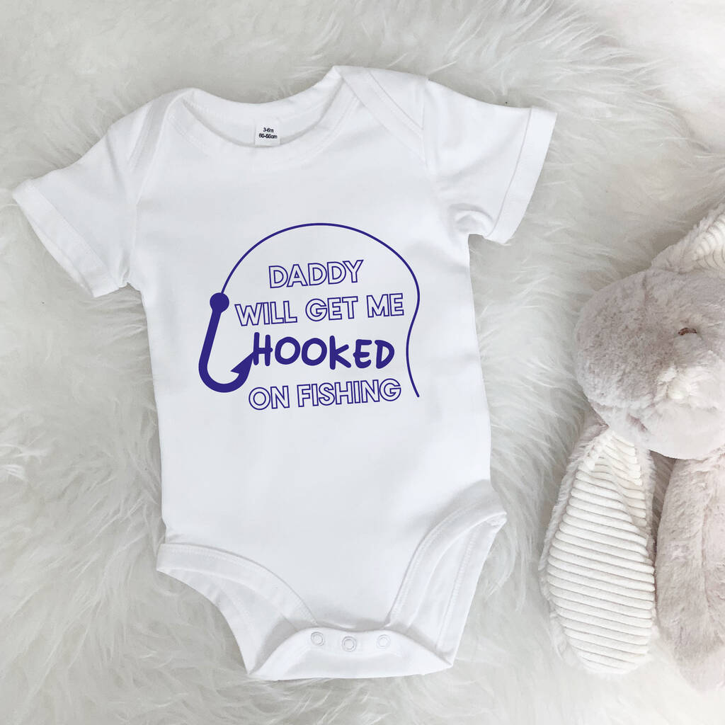 Daddy Will Get Me Hooked On Fishing Babygrow, 1 of 9