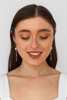 Gold Plated Cosmic Planet And Star Drop Earrings, 4 of 8