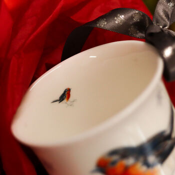 Robin And Snowflakes China Christmas Mug, 5 of 9