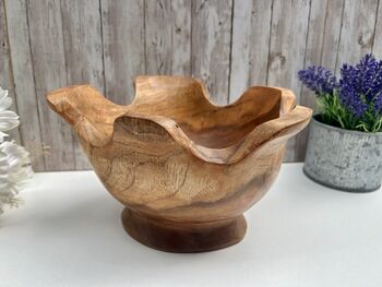 21cm Hand Carved Teak Root Star Bowl Wood Serving Dish, 4 of 12