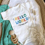 Hello World Gender Neutral Slogan Baby Outfit, thumbnail 6 of 6
