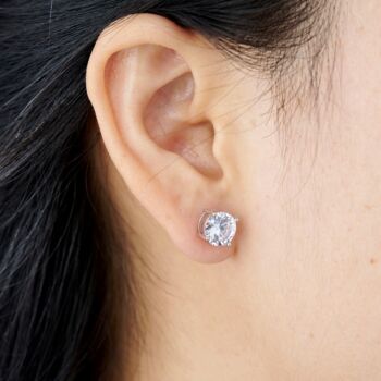 8 Mm Cz Stone Stud Earrings, Sparkly Studs, Cubic Zirconia Studs, 2 of 7