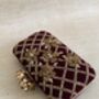 Maroon Velvet Handcrafted Rectangular Clutch Bag, thumbnail 7 of 10