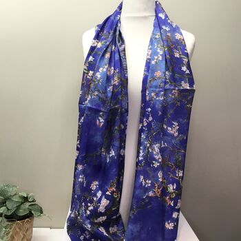 Ladies Double Sided 100% Silk Scarf Blue, 3 of 6