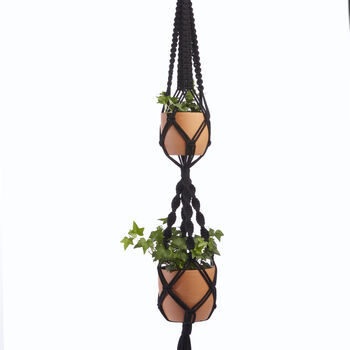 Recycled Macramé Double Plant Hanger, 2 of 4