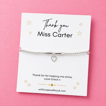 Thank You Teacher Silver Bracelet Gift, 6 of 8