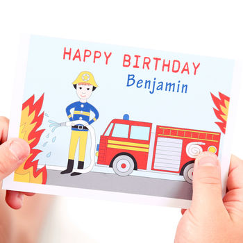 Personalised Firefighter Child Birthday Card, 5 of 5
