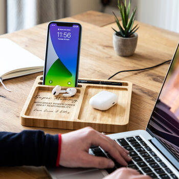 Personalised Desk Tidy Wireless Charger Great Power, 3 of 6