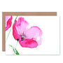 Poppy Flower Bloom Pink Watercolour Nature Art Card, thumbnail 1 of 4