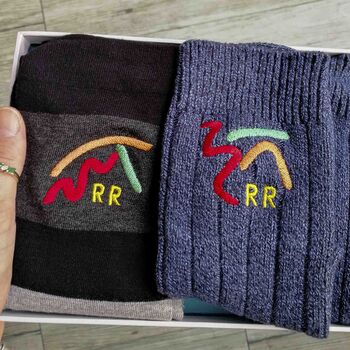 Men's Personalised Initials Soft Bamboo Sock Gift Set, 2 of 10
