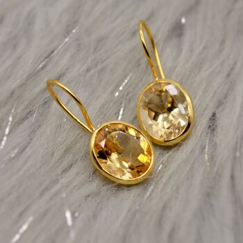 Citrine Earrings, Sterling Silver Gold Earrings, 8 of 11