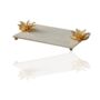 Handmade White Marble Tray With Gold Flower Handles, thumbnail 1 of 2