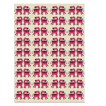 Pink Zebra Giftwrap X Two Sheets, 3 of 3