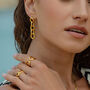 Golden Hammered Link Chain Drop Earring, thumbnail 7 of 8