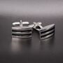 Curve Rectangle Groove Lines Cufflinks Mens Gift, thumbnail 1 of 4