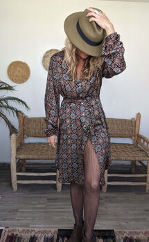 Luxury Silk Medina Shirt Dress/Kimono Black Batik, 10 of 12