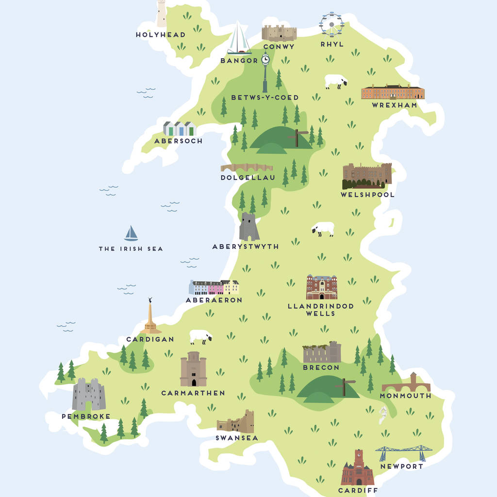 Map Of Wales Print By Pepper Pot Studios | notonthehighstreet.com