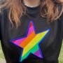 Large Star Embroidered Rainbow Sweatshirt Black, thumbnail 1 of 2