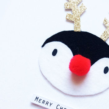 Merry Christmas Penguin Reindeer Card, 2 of 2