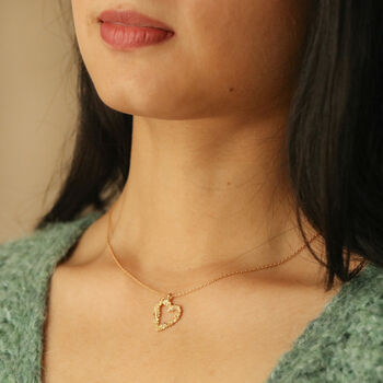 Floral Heart Pendant Necklace In Gold Plating, 6 of 8
