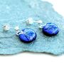 Sapphire Blue Round Glass Drop Earrings, thumbnail 4 of 12