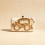 Cream Baraat Car Embroidered Clutch, thumbnail 1 of 6