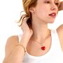 Red Hot Puffy Enamel Heart Necklace With Textured Chain, thumbnail 3 of 5