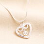 Personalised Sterling Silver Infinity Heart And Birthstone Pendant Necklace, thumbnail 2 of 5