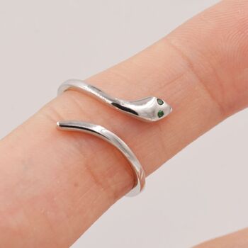 Snake Wrap Adjustable Ring In Sterling Silver, 5 of 10