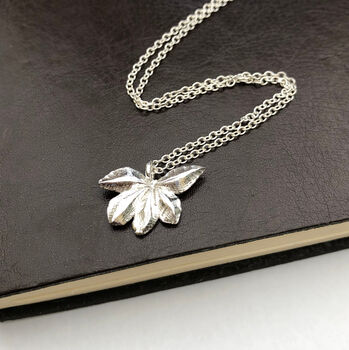 Sterling Silver Autumn Leaf Necklace, 3 of 9